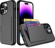 Smartphonica Telefoonhoesje Geschikt voor iPhone 16 Pro sterk TPU met pasjeshouder - Zwart
