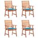 VidaXL Fauteuils de jardin, set de 4, avec coussins, en bois d'acacia massif