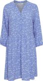 b.young BYMMJOELLA VNECK DRESS 2 Dames Jurk Blauw Dierenprint Viscose A-lijn V-hals Driekwart mouw Knopen