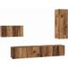 Ensemble meuble TV 4 pièces bois ancien bois d'ingénierie