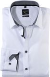 OLYMP No. Six super slim fit overhemd - wit (zwart contrast) - Strijkvriendelijk - Boordmaat: 36