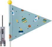 Pexkids Fietsvlag voor kinderen - deelbaar - raketprint - blauw