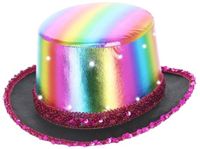 Smiffys LED Light Up Metallic Top Hat Kostuum Hoed - Regenboog