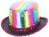 Smiffys LED Light Up Metallic Top Hat Kostuum Hoed - Regenboog