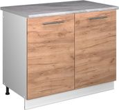 Vicco Wastafelkast Fame-Line, Goudkleurig Eiken/Wit, 100 cm, WB Marmer