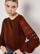 APRICOT APRIT GmbH Trui met contrasterende chiffonmouwen - Bordeaux - Maat L - Dames - Casual - Viscose