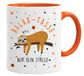 Mok met spreuk | Relax mok | mok bedrukt luiaard | koffiemok theekop cadeau-idee | mok & geschenkdoos (oranje)