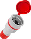 Prise de courant portable, démontable 230V Schuko, IP44, gris-rouge, avec couvercle