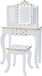 Teamson Kids Houten Kaptafel Kinderen - Tafel en Stoel Set - Met LED Spiegel Licht - Polka Dot - Wit/Goud