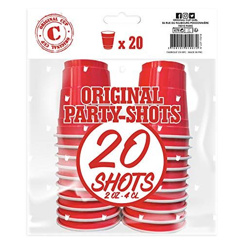 Original Cup Pak van x20 originele officiële rode shotcups | 4cl rode American Shot Cups | Bier Pong | Premium kwaliteit shots | Herbruikbare plastic bekers | Wasbaar | OriginalCup®