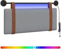 vidaXL Hangend hoofdbord Met LED-verlichting Lichtgrijs Antiek PU