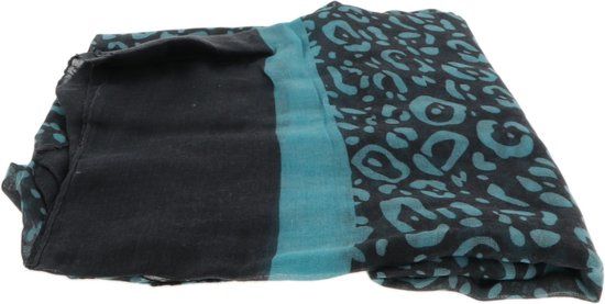 Merkloos Behave accessoires sjaal panterprint blauw dames viscose 220 x 220 cm