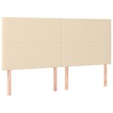 VidaXL Hoofdbord en Voeteneind Crème Polyester/Hout 900 mm x 50 mm x 1180 mm - 1280 mm