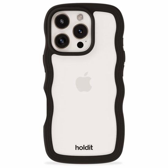 Holdit Wavy Case geschikt voor Apple iPhone 16 Pro Max - Black / Transparent