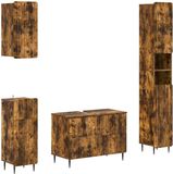 vidaXL - 4-delige Badkamerkast Set ZWOLLE Gerookt eiken Bewerkt hout