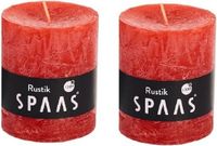 Spaas 2x Rode rustieke cilinderkaarsen/stompkaarsen 7 x 8 cm 30 branduren - Geurloze kaarsen - Woondecoraties