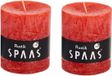 Spaas 2x Rode rustieke cilinderkaarsen/stompkaarsen 7 x 8 cm 30 branduren - Geurloze kaarsen - Woondecoraties
