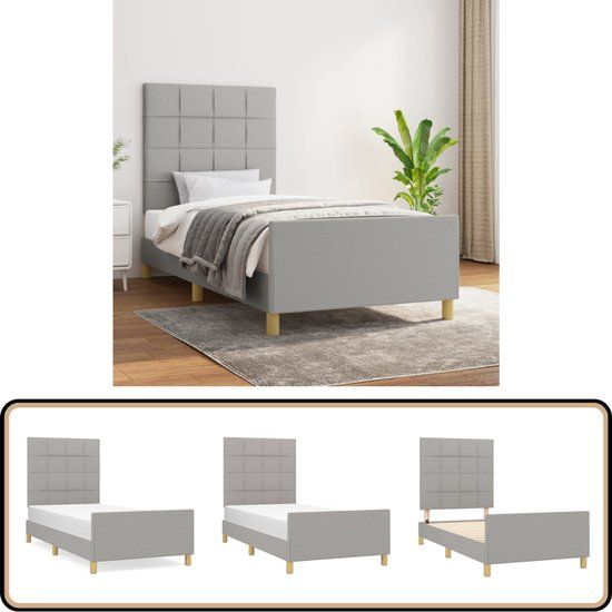 vidaXL Bedframe - Stof - Lichtgrijs - 90x190 cm