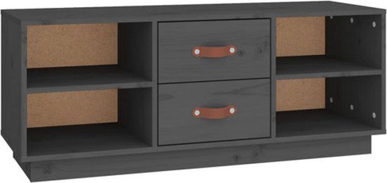 vidaXL Tv-meubel 100x34x40 cm massief grenenhout grijs