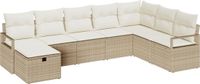 vidaXL Bankstel met kussen met opslag Beige en Crème poly rattan