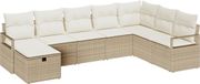 vidaXL Bankstel met kussen met opslag Beige en Crème poly rattan