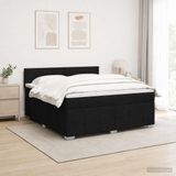 vidaXL Boxspringbed met Matras Zwart 180 x 200 cm Stof