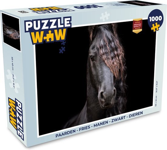 MuchoWow Puzzel Paarden - Fries - Manen - Zwart - Dieren - Legpuzzel - Puzzel 1000 stukjes volwassenen - Sinterklaas cadeautjes - Sinterklaas voor grote kinderen