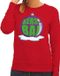 Bellatio Decorations Shoppartners Bv Foute kersttrui kerstbal paars op rode sweater voor dames - kersttruien XS