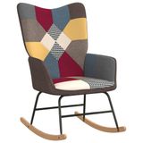 vidaXL Schommelstoel patchwork stof grijs