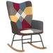 vidaXL Schommelstoel patchwork stof grijs