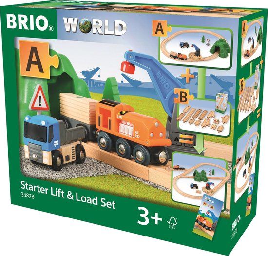 BRIO Lift & Load Starter Set A - 33878 - Wooden Toy Train Set - 3+ Years