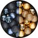 Merkloos / Sans marque Kaemingk B.V. 28x stuks kleine kunststof kerstballen nachtblauw en goud 3 cm