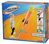 simba 107206074 Super raket, verstelbaar schietapparaat, rocket, 3 raketten van schuimmateriaal, 24 cm, outdoor, tuinspeelgoed, vliegspeelgoed, vanaf 3 jaar