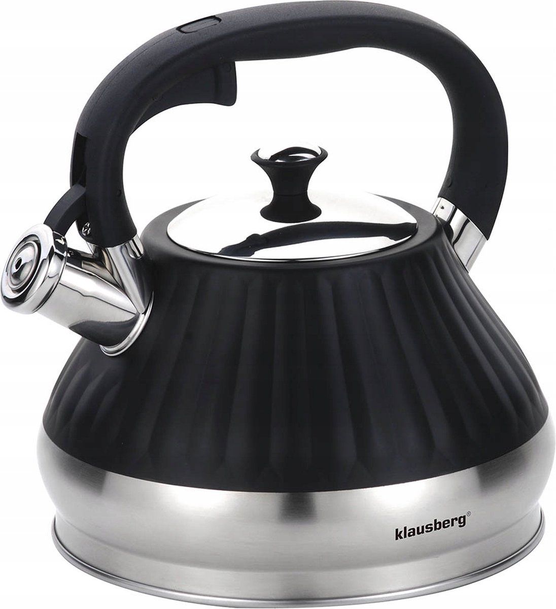 KLAUSBERG Top Choice Fluitketel - 3L - RVS - Zwart