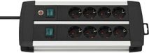 Brennenstuhl Premium-Alu-Line Stekkerdoos - 8-voudig - Zwart/Zilver - 3m