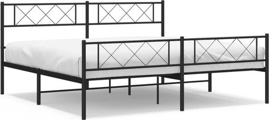 vidaXL Bedframe met hoofd- en voeteneinde - Metaal - Zwart - 193x203 cm