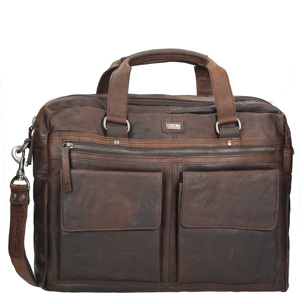 Spikes & Sparrow Bronco Heren Business Tas dark brown Bruin