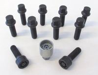 H&R Wielboutenset bolkonisch R14 M14x1.50 - Lengte 63mm - Zwart - 10 stuks - incl. wielsloten