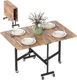 HOMCOM Opklapbare Eettafel - Spaanplaat, Metaal - 120L x 80B x 73H cm - Rustiek Bruin