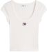 Tommy Hilfiger Tommy Jeans Vrouwen T-shirt XS Katoen Elastaan Ronde hals Korte mouw Heuphoogte Herfst/Winter 2026