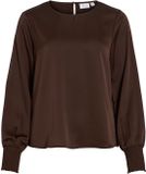 VILA Top met lange mouwen VIELLETTE ronde hals Coffee Bean