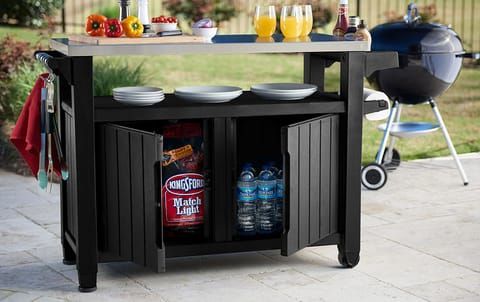 Keter Unity XL BBQ tafel - Grafiet - 134x52x90cm - Kunststof
