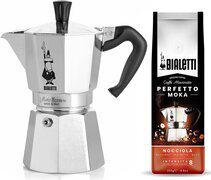 Bialetti Moka Express 3 kops + Hazelnoot gemalen koffie 250gr