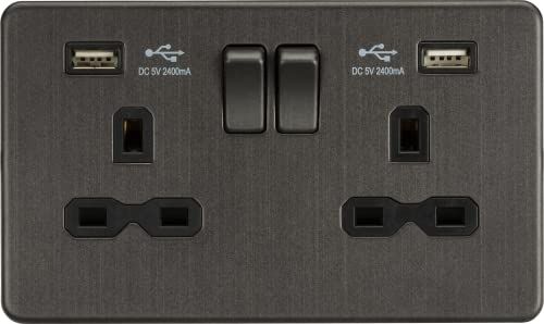 Knightsbridge Schroefloze 13A 2G schakeldoos met dubbele USB-oplader; 2.4A