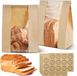 Sans marque Sacs à pain en papier kraft, anti-graisse avec fenêtre, bande de fermeture en étain, 100 pièces