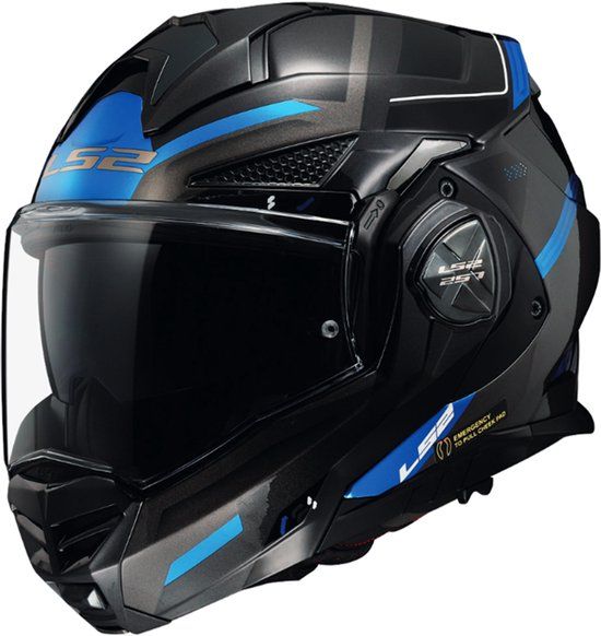 LS2 FF901 Advant X Spectrum Zwart Titanium Blauw Systeemhelm - Maat 3XL