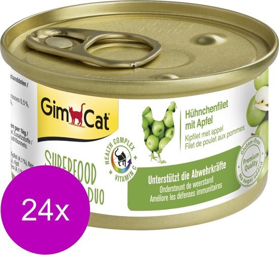 GimCat Superfood Shinycat Duo 70 g - Kattenvoer - 24 x Kipfilet&Appel