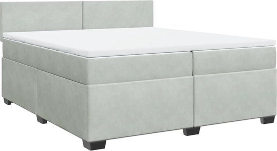 vidaXL Boxspring met matras fluweel lichtgrijs 200x200 cm