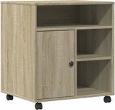 vidaXL Printerkastje met wielen 60x50x67 cm sonoma eikenkleurig