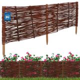 KOTARBAU® Bloembedrand, Wilgenhouten Hek, Beeteinfassing, 100 x 40 cm, Bruin, Tuinafscheiding, Houten Tuinhek, Schapenhek